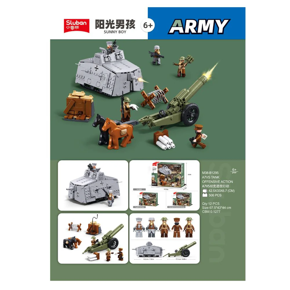 Army WW1 A7V Tank Offensive 506 Pieces C12 - Image 7