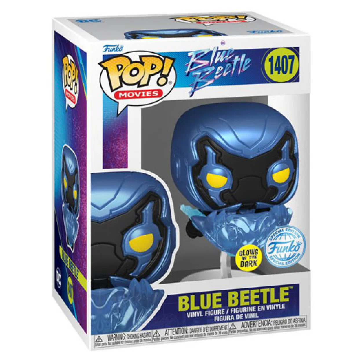 Blue Beetle (2023) - Blue Beetle in Flight Glow US Exclusive Pop! Vinyl - Image 3