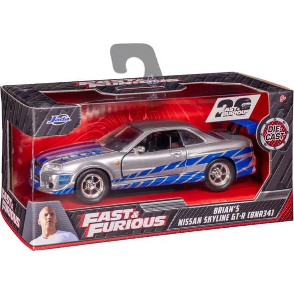 2 Fast 2 Furious - 2002 Brian's Nissan Skyline GTR R34 Silver 1:32 Scale Hollywood Ride - Image 6