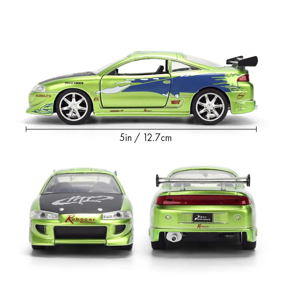 Fast & Furious - 1:32 Brian’s 1995 Mitsubishi Eclipse Anniversary Diecast Vehicle Candy Finish - Image 5