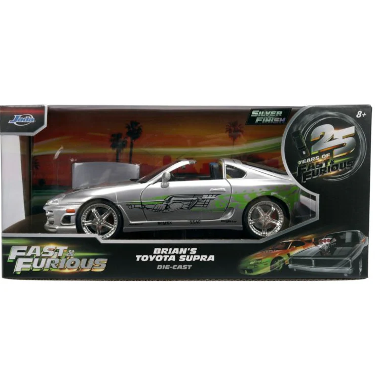 Fast & Furious - Brian's 1995 Toyota Supra Anniversary 1:24 Scale Diecast Vehicle Silver Finish - Image 7