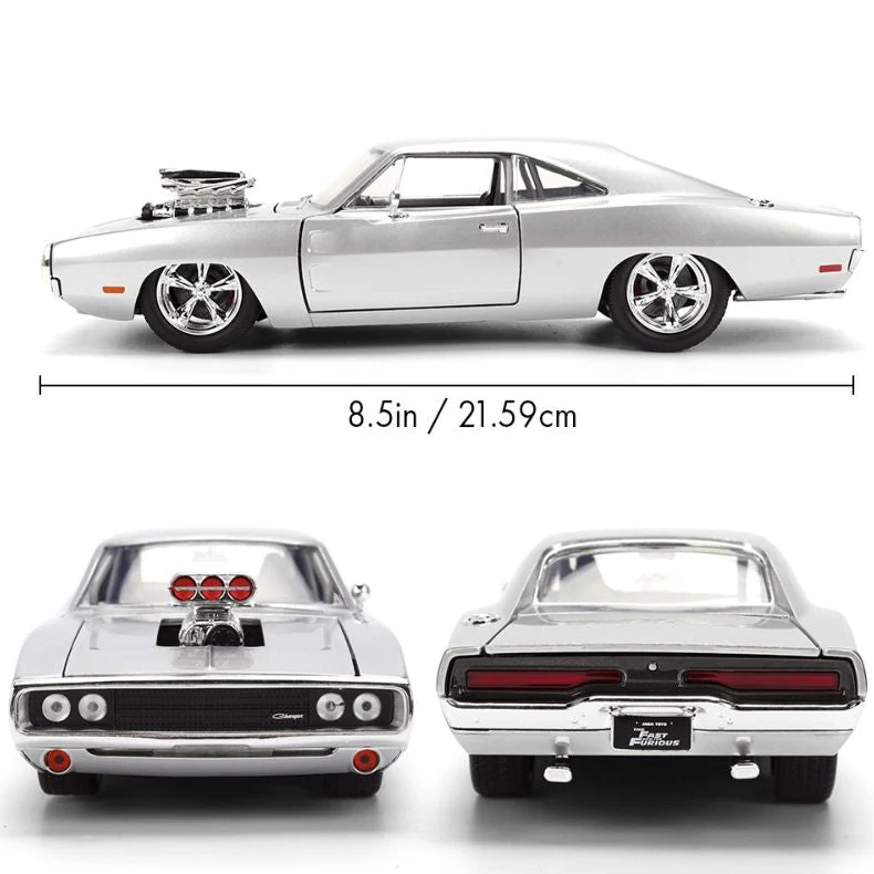 Fast & Furious - Dom’s 1970 Dodge Charger Anniversary Diecast Vehicle Silver Finish - Image 5