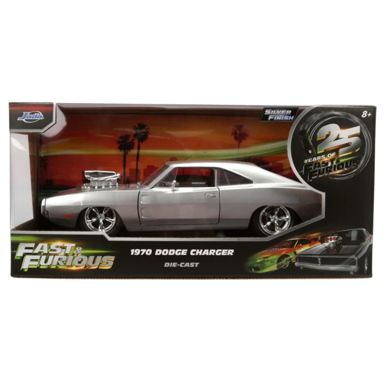 Fast & Furious - Dom’s 1970 Dodge Charger Anniversary Diecast Vehicle Silver Finish - Image 7