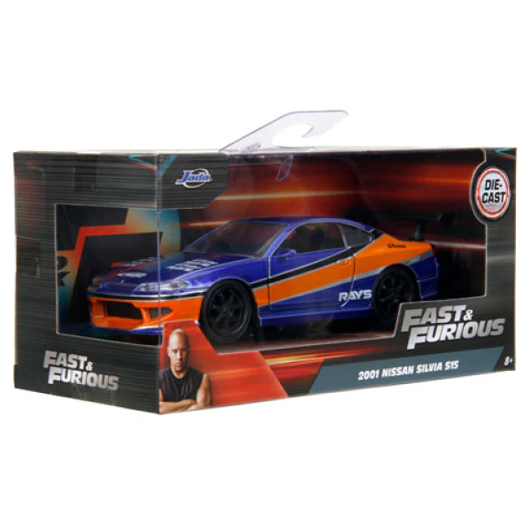 Fast & The Furious - Han's 2001 Nissan Silvia S15 (Candy Blue & Orange) 1:32 Diecast Vehicle - Image 8