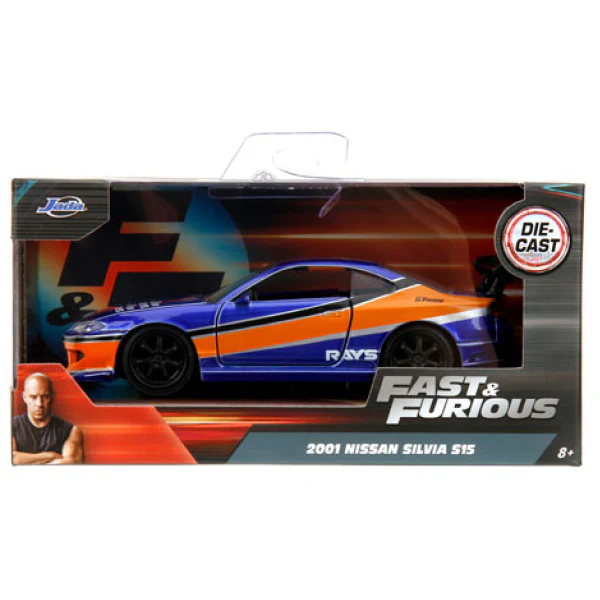 Fast & The Furious - Han's 2001 Nissan Silvia S15 (Candy Blue & Orange) 1:32 Diecast Vehicle - Image 9