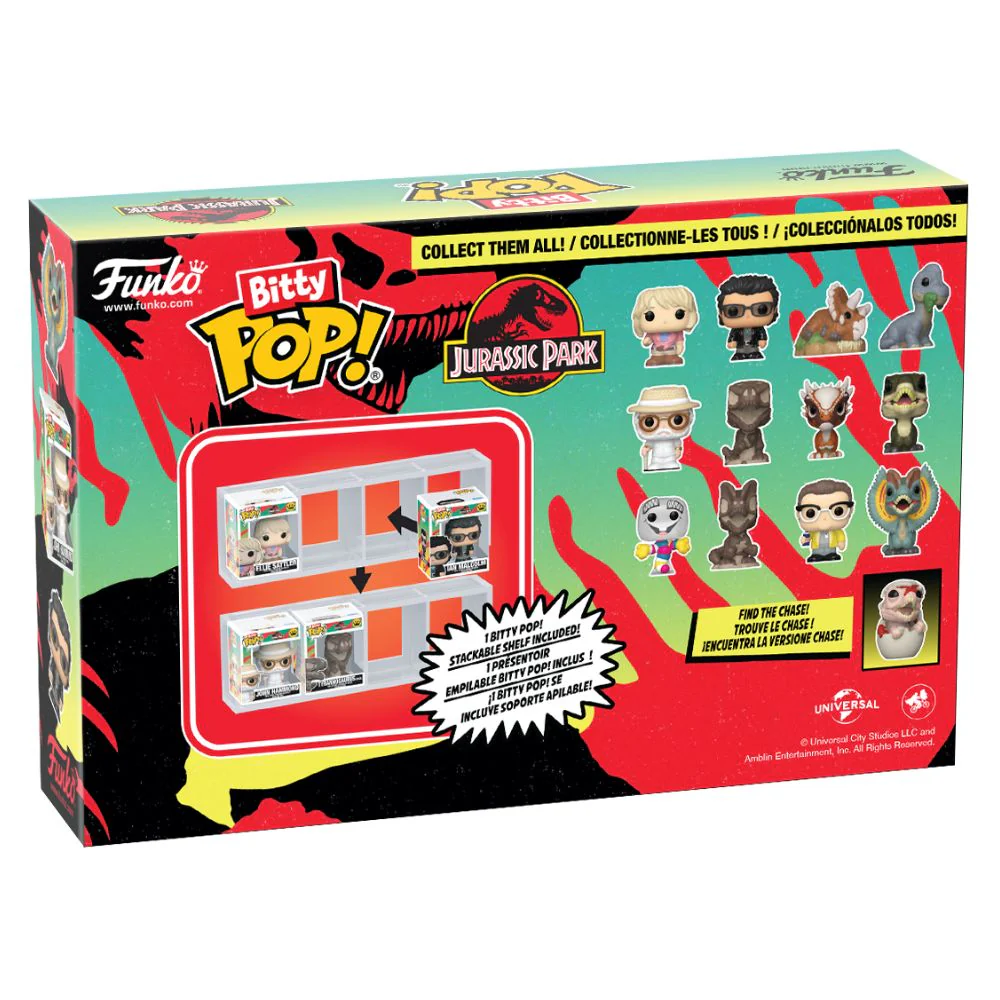Jurassic Park - Ellie Sattler, Ian Malcolm, Triceratops & Brachiosaurus Bitty Pop! Vinyl 4 Pack - Image 4