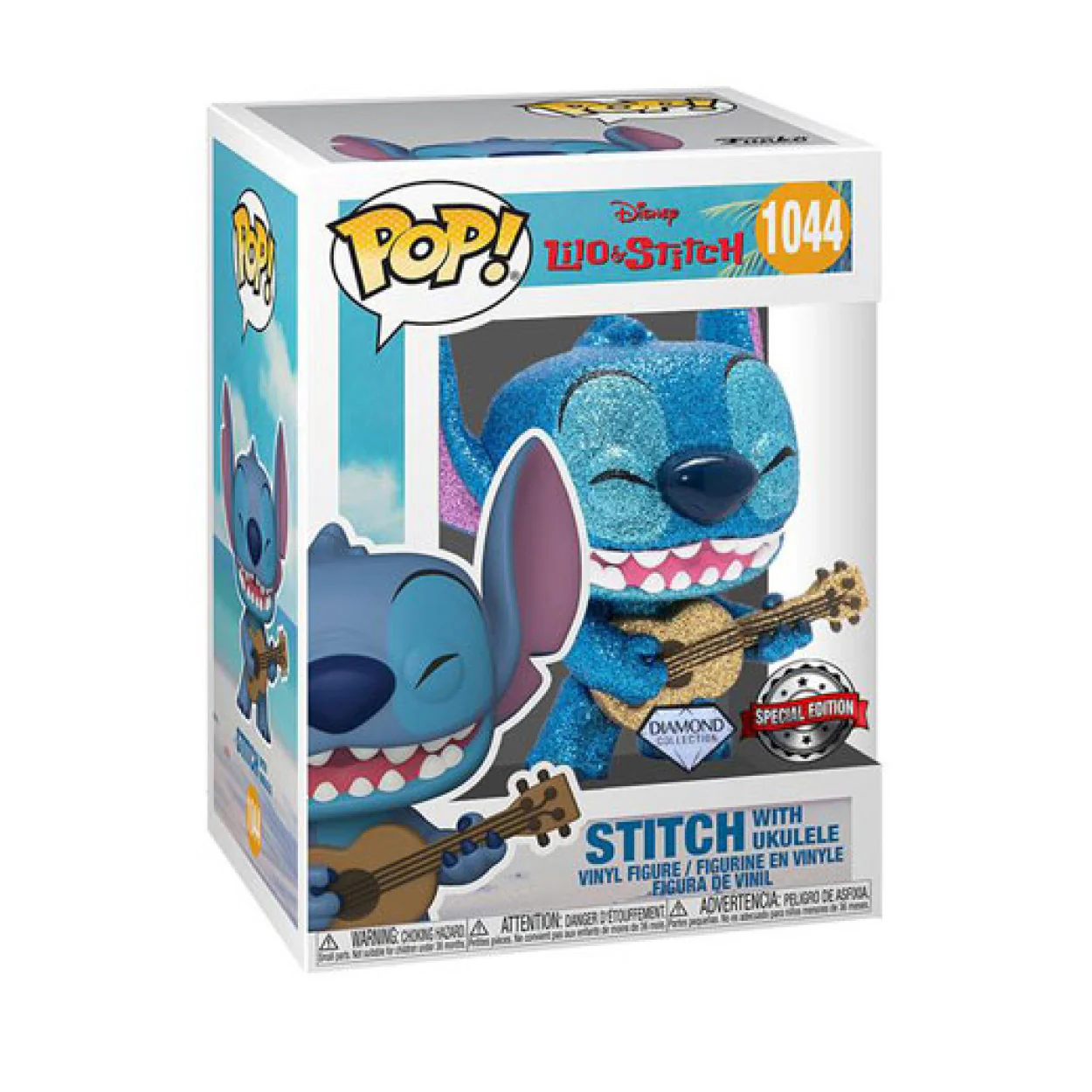 Lilo & Stitch - Stitch with Ukelele Diamond Glitter US Exclusive Pop! Vinyl - Image 2