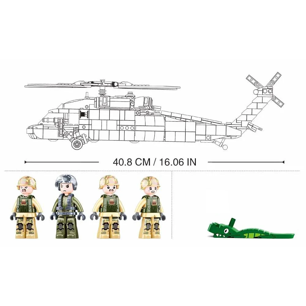 MB Helicopter Black Hawk 692 Pieces Ages 8+ C6 - Image 5