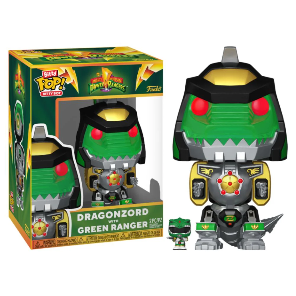 Mighty Morphin Power Rangers - Dragonzord with Green Ranger Bitty Pop! Bot Vinyl - Image 5