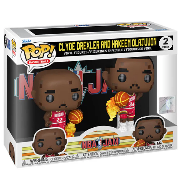 NBA Basketball: Jam - Clyde Drexler & Hakeem Olajuwon 8-Bit Pop! Vinyl 2-Pack - Image 2