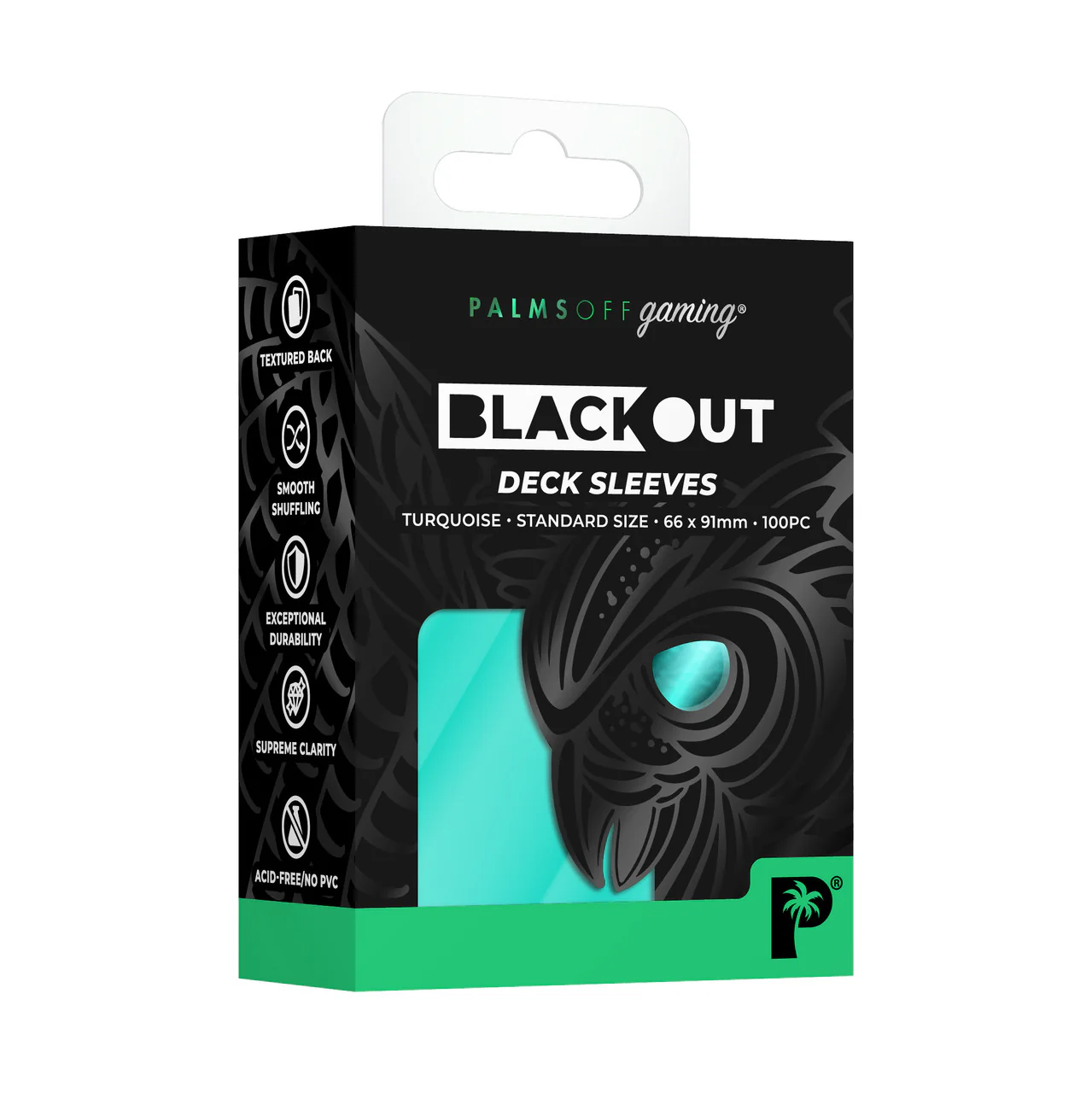 Palms Off Blackout Deck Sleeves Turquoise 100 pc