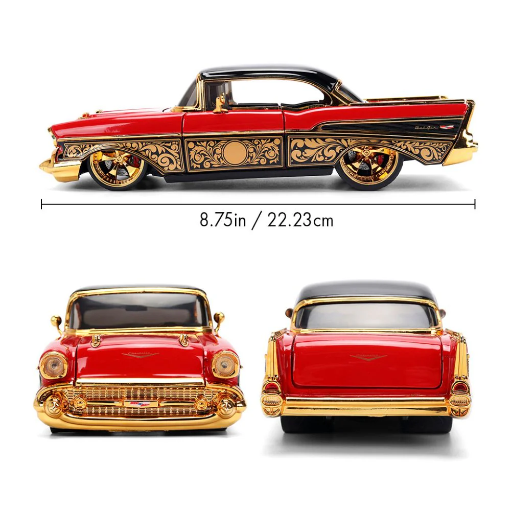 Pink Slips - 1:24 1957 BelAir (Red/Gold) Diecast Vehicle - Image 9