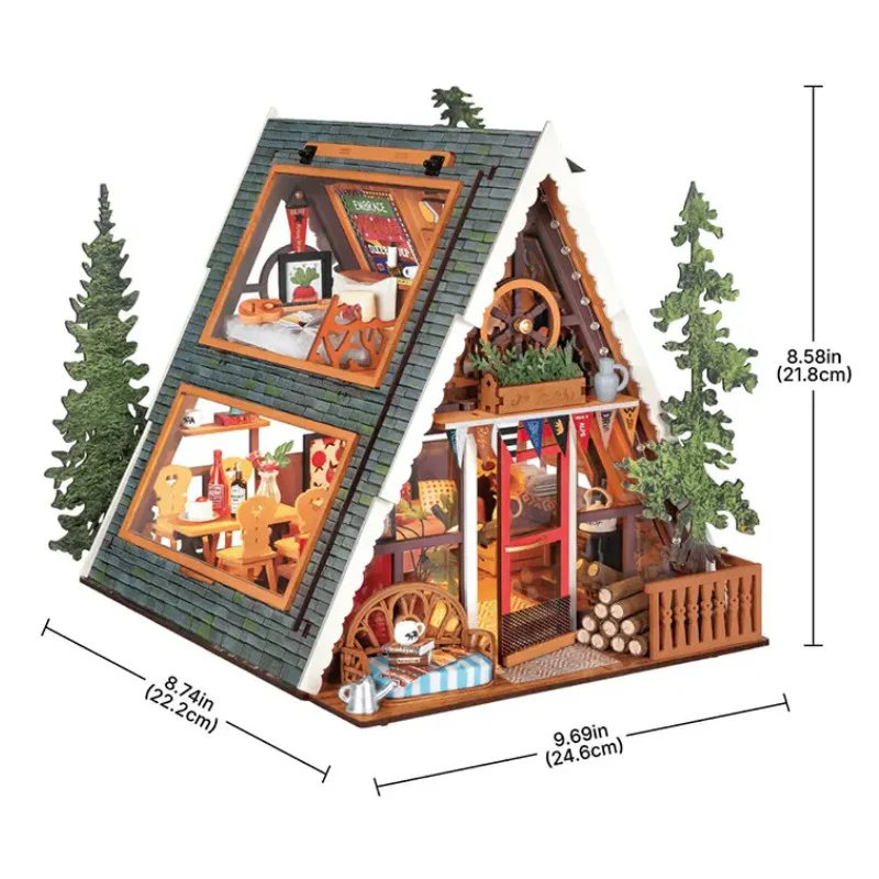 Robotime - DIY Mini House A-Frame Cabin - Image 3