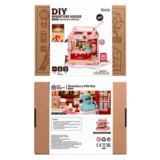 Robotime DIY Mini House Strawberry Milk Box - Image 2