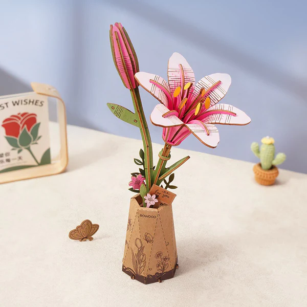 Robotime - Wood Bloom Pink Lily - Image 2