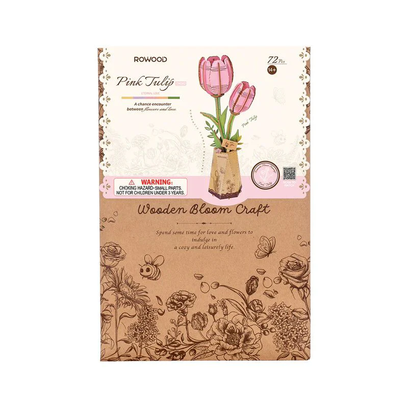 Robotime Wood Bloom Pink Tulip - Image 3