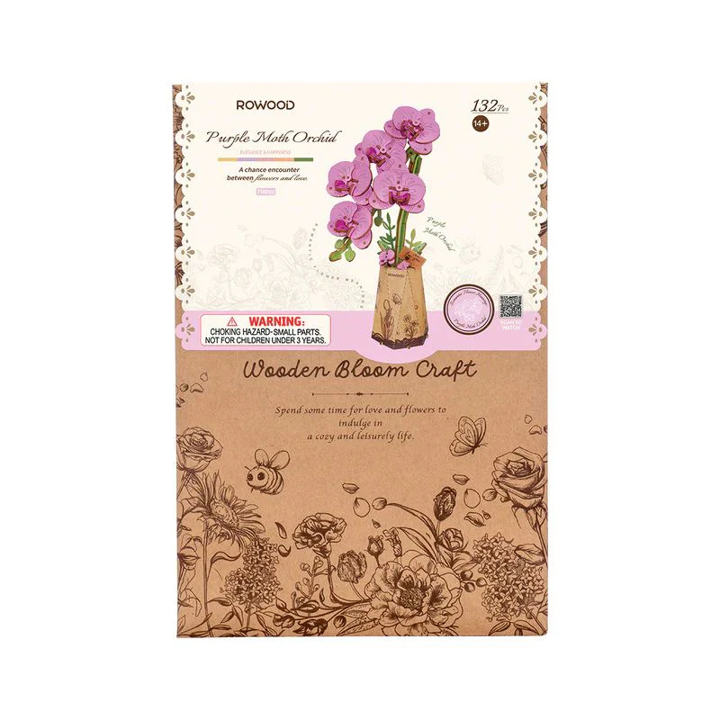 Robotime Wood Bloom Purple Moth Orchid - Image 2