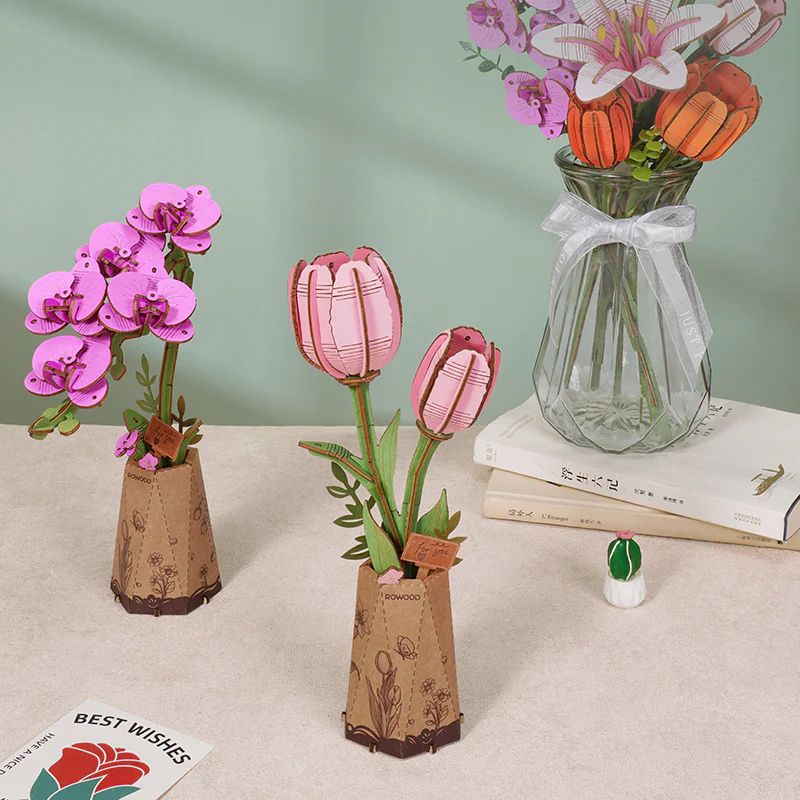 Robotime Wood Bloom Purple Moth Orchid - Image 5
