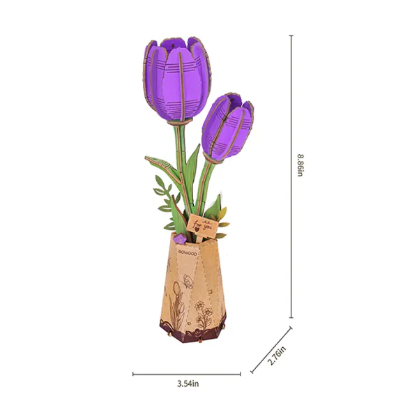 Robotime - Wood Bloom Purple Tulip - Image 2