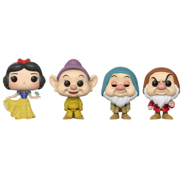 Snow White (1937) - Snow White, Dopey, Sleepy, Grumpy Exclusive Diamond Glitter Pop! 4-Pack - Image 3