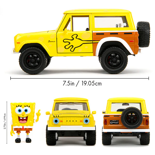 Spongebob Squarepants - 1972 Ford Bronco with Spongebob Figure 1:24 Scale Diecast Vehicle - Image 10