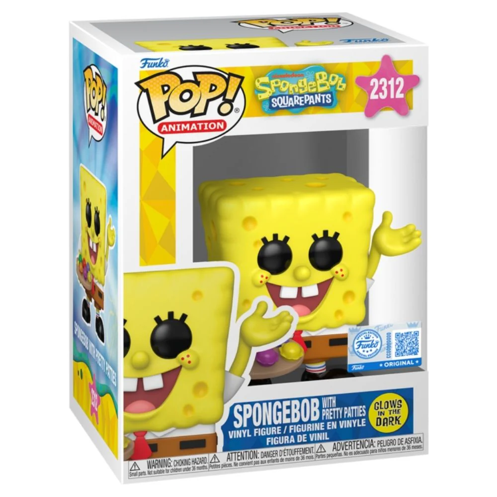 SpongeBob SquarePants - SpongeBob with Pretty Patties Glow in the Dark US Exclusive Pop! Vinyl - Image 3
