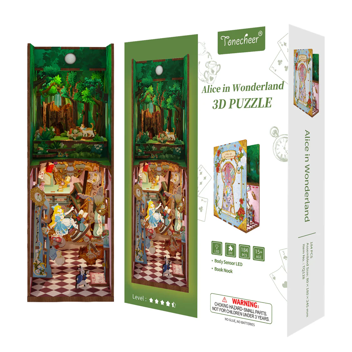 Tonecheer Alice in Wonderland Book Nook Wooden Model Kit - Image 2