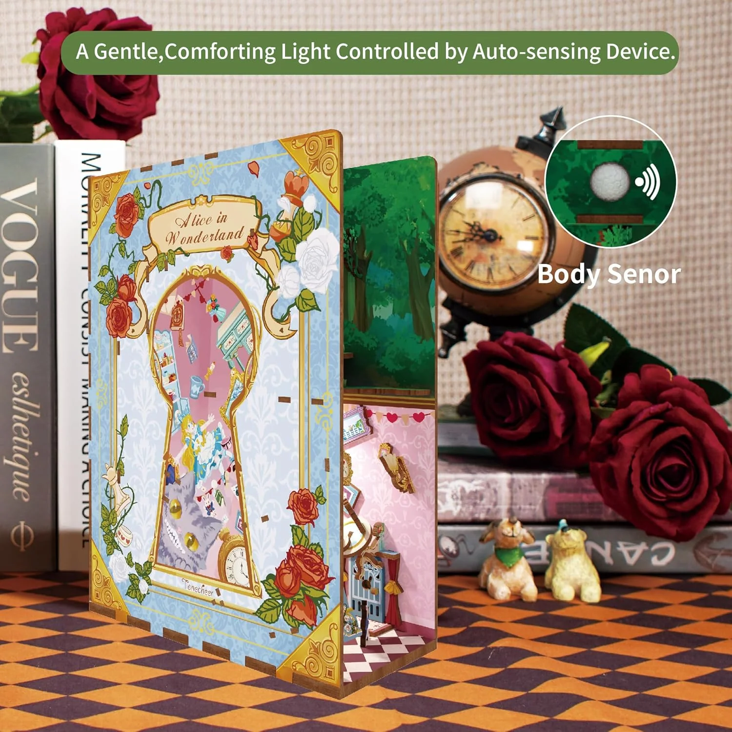 Tonecheer Alice in Wonderland Book Nook Wooden Model Kit - Image 3