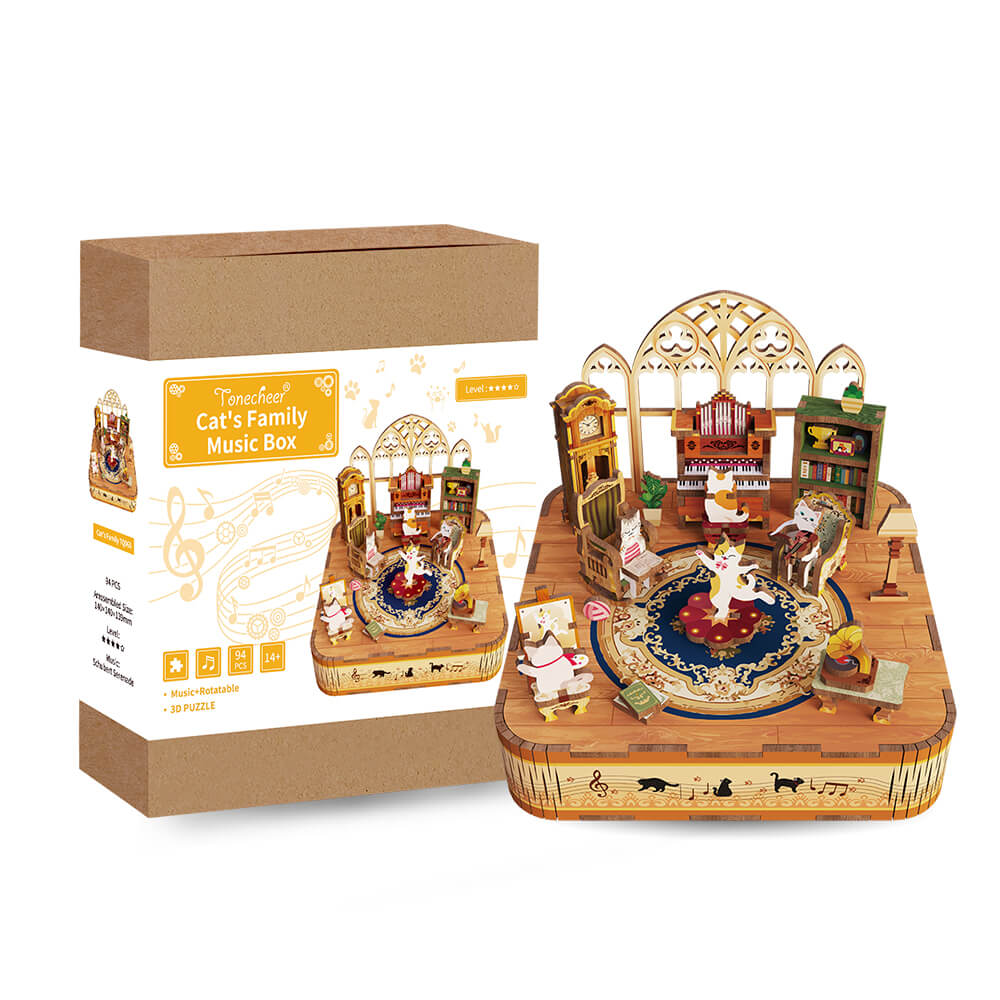 Tonecheer Cats Family Wooden Model Kit