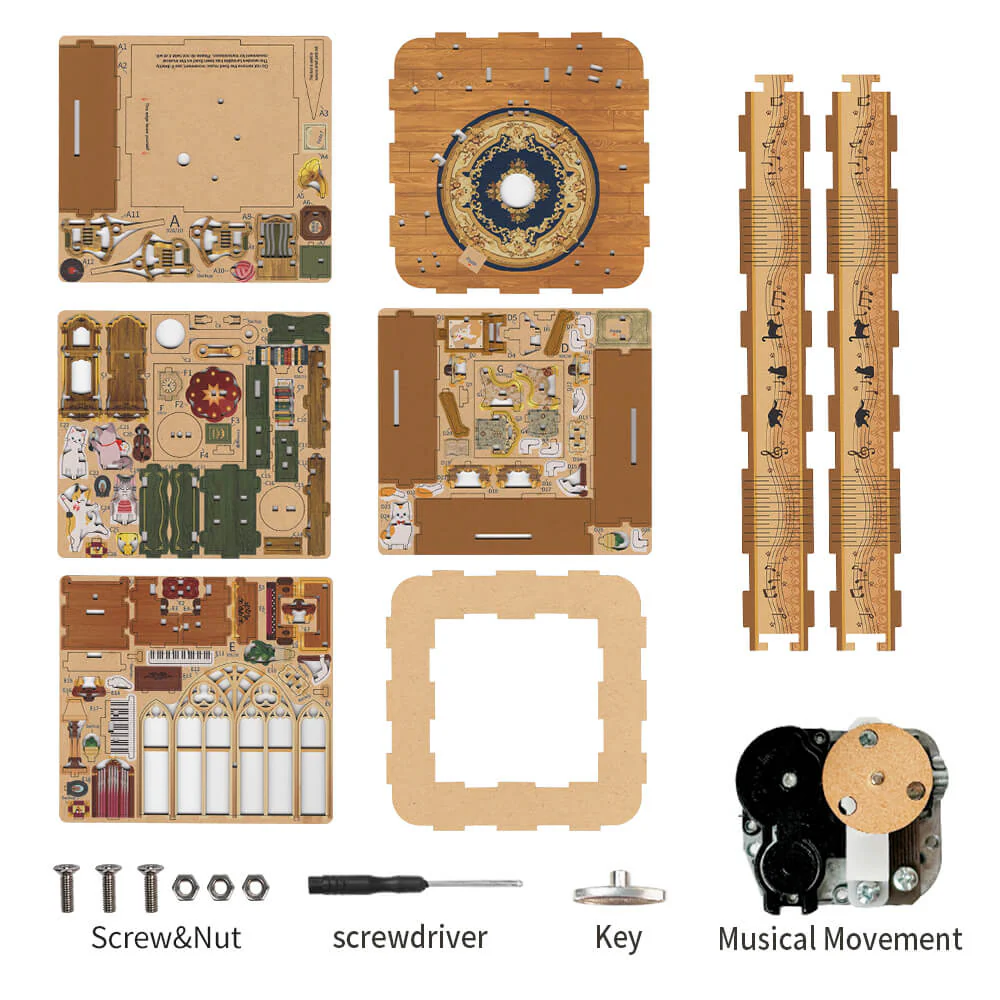 Tonecheer Cats Family Wooden Model Kit - Image 3
