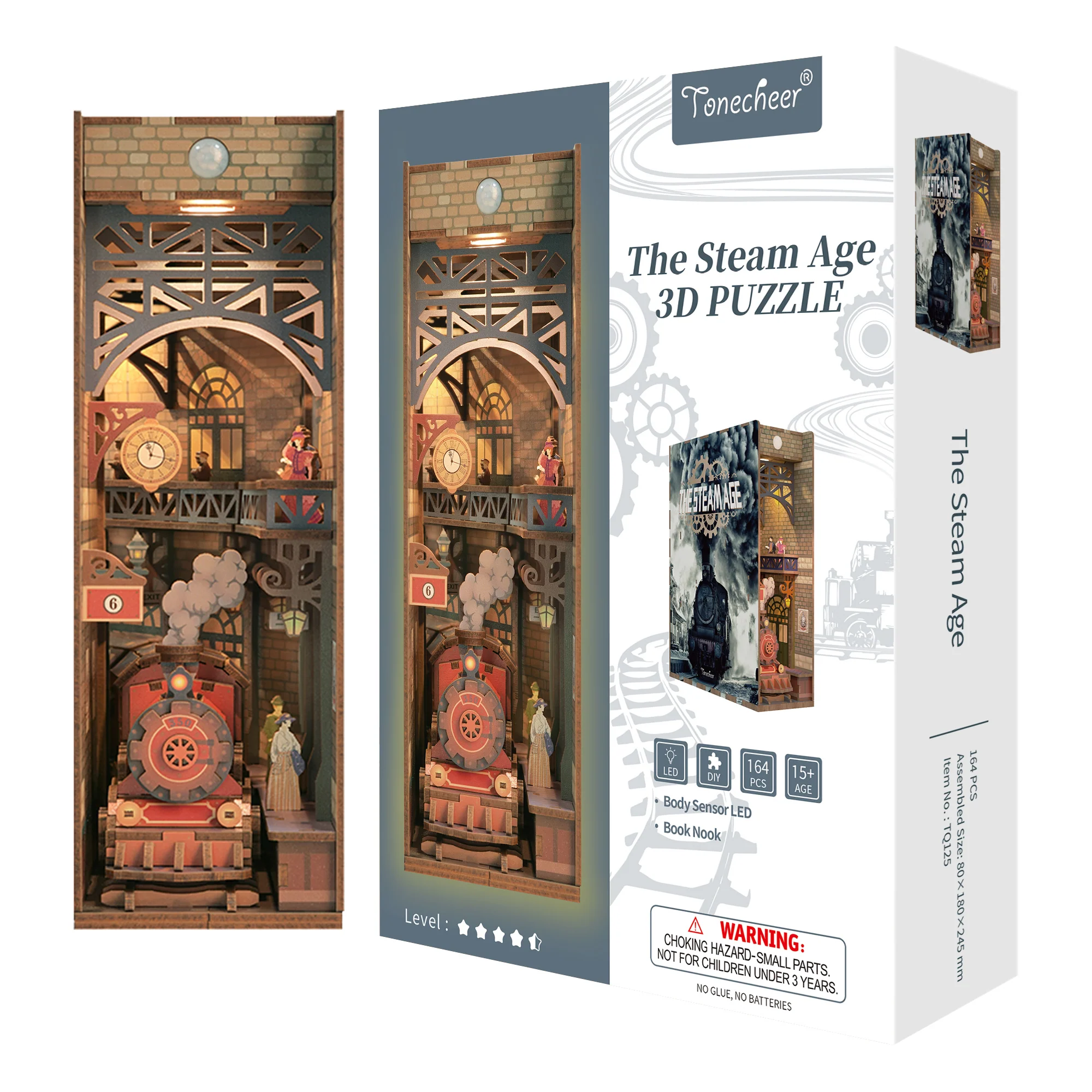 Tonecheer The Steam Age Wooden Book Nook Model Kit