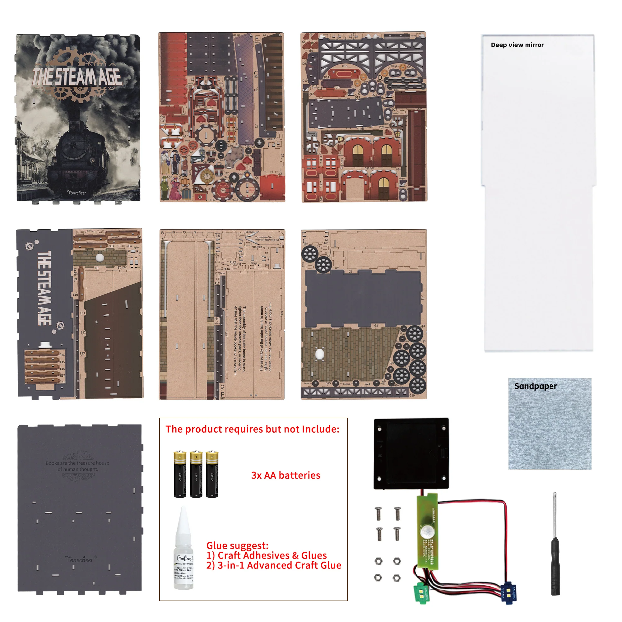 Tonecheer The Steam Age Wooden Book Nook Model Kit - Image 4
