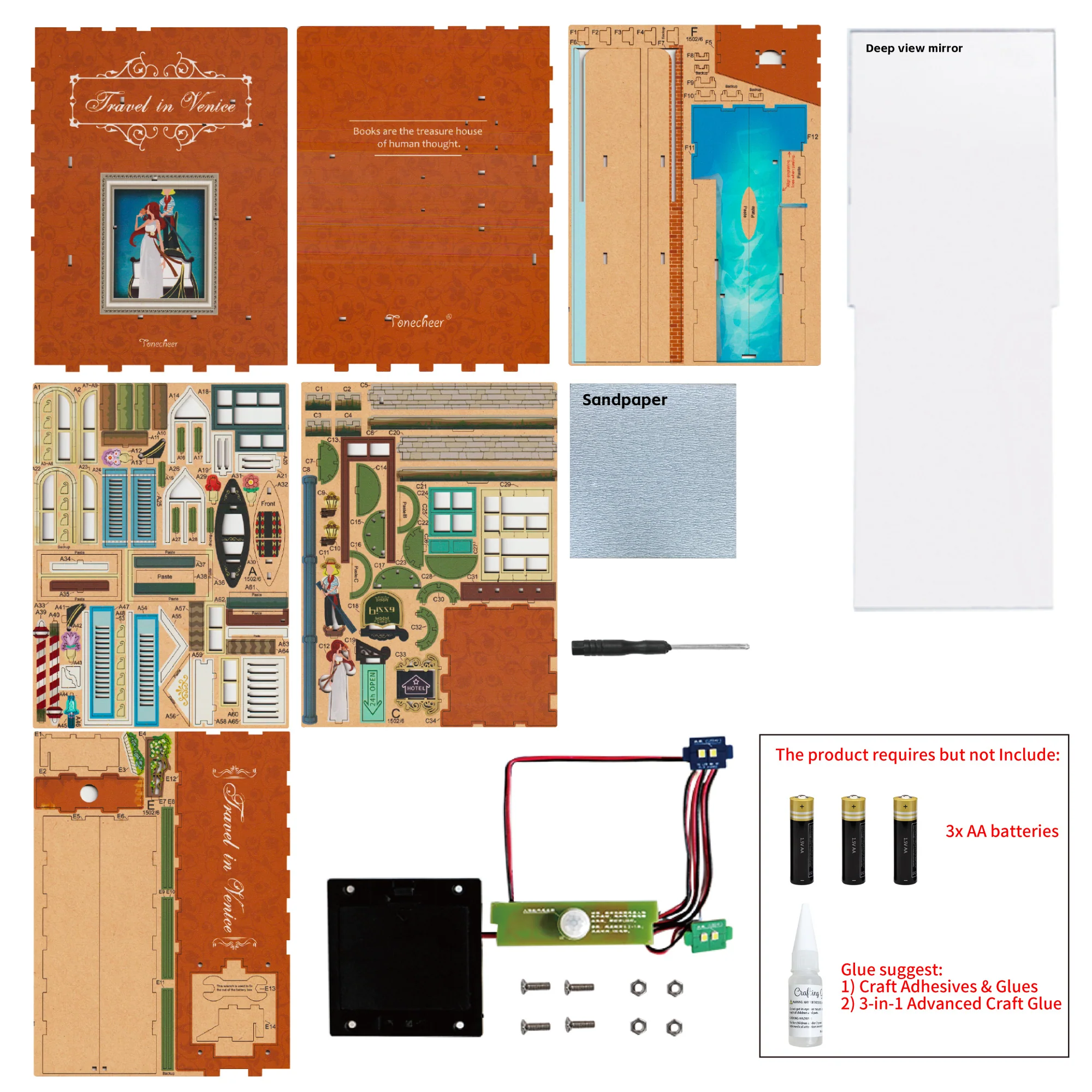 Tonecheer Travel In Venice Book Nook Wooden Model Kit - Image 4