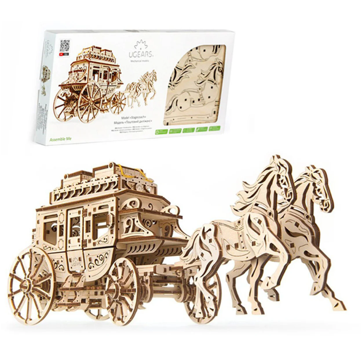 UGears Stagecoach Mechanical Model - Image 6