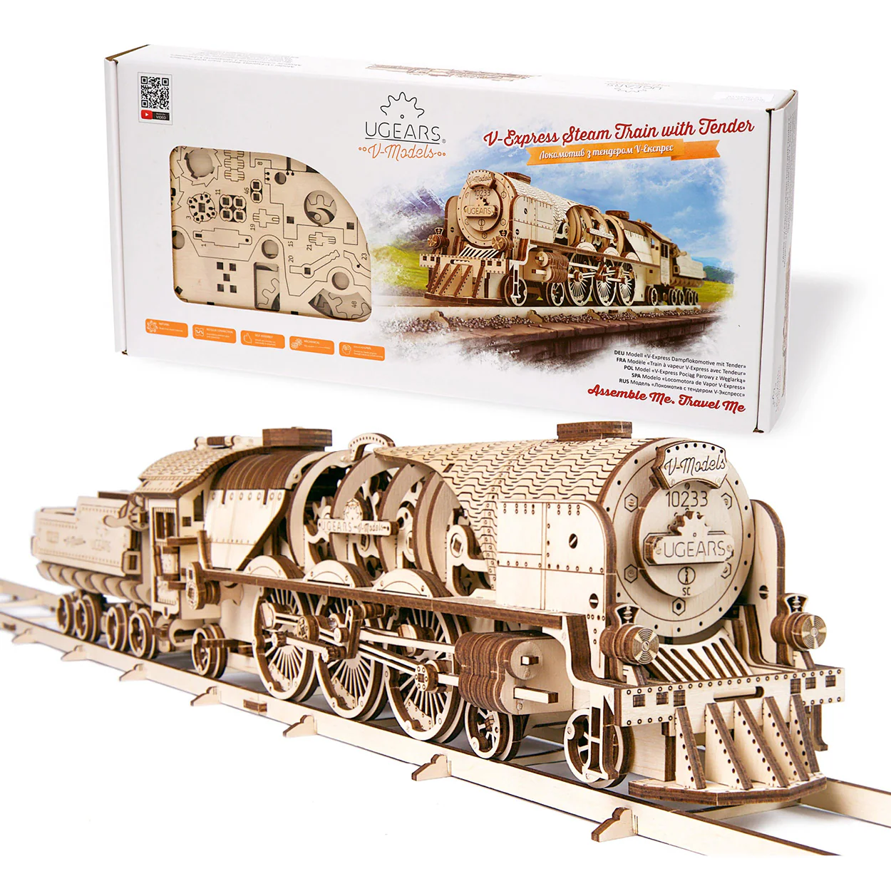 UGears V-Express Steam Train with Tender - Image 11
