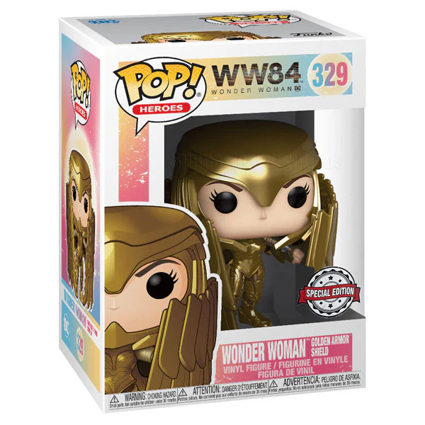 Wonder Woman: 1984 - Wonder Woman Gold Shield Pose US Exclusive Pop! Vinyl - Image 2